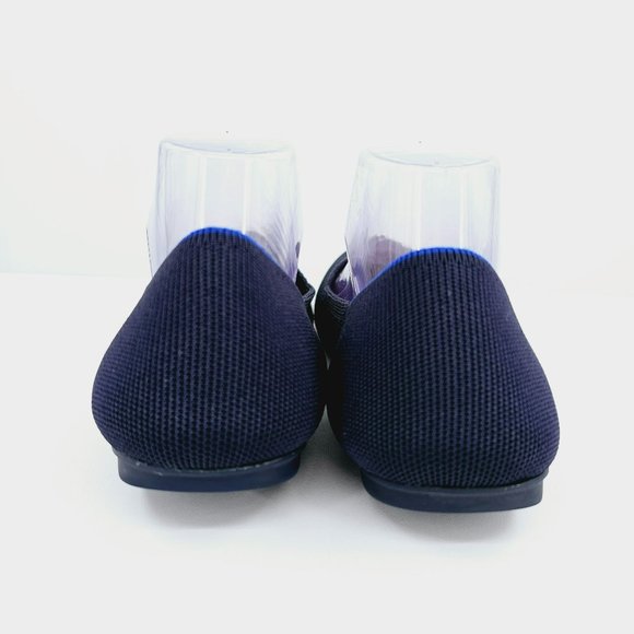 Rothys Maritime Lattice Stitch Flats 11 Navy Blue Round Toe Knit Retired Slip On - Picture 6 of 15